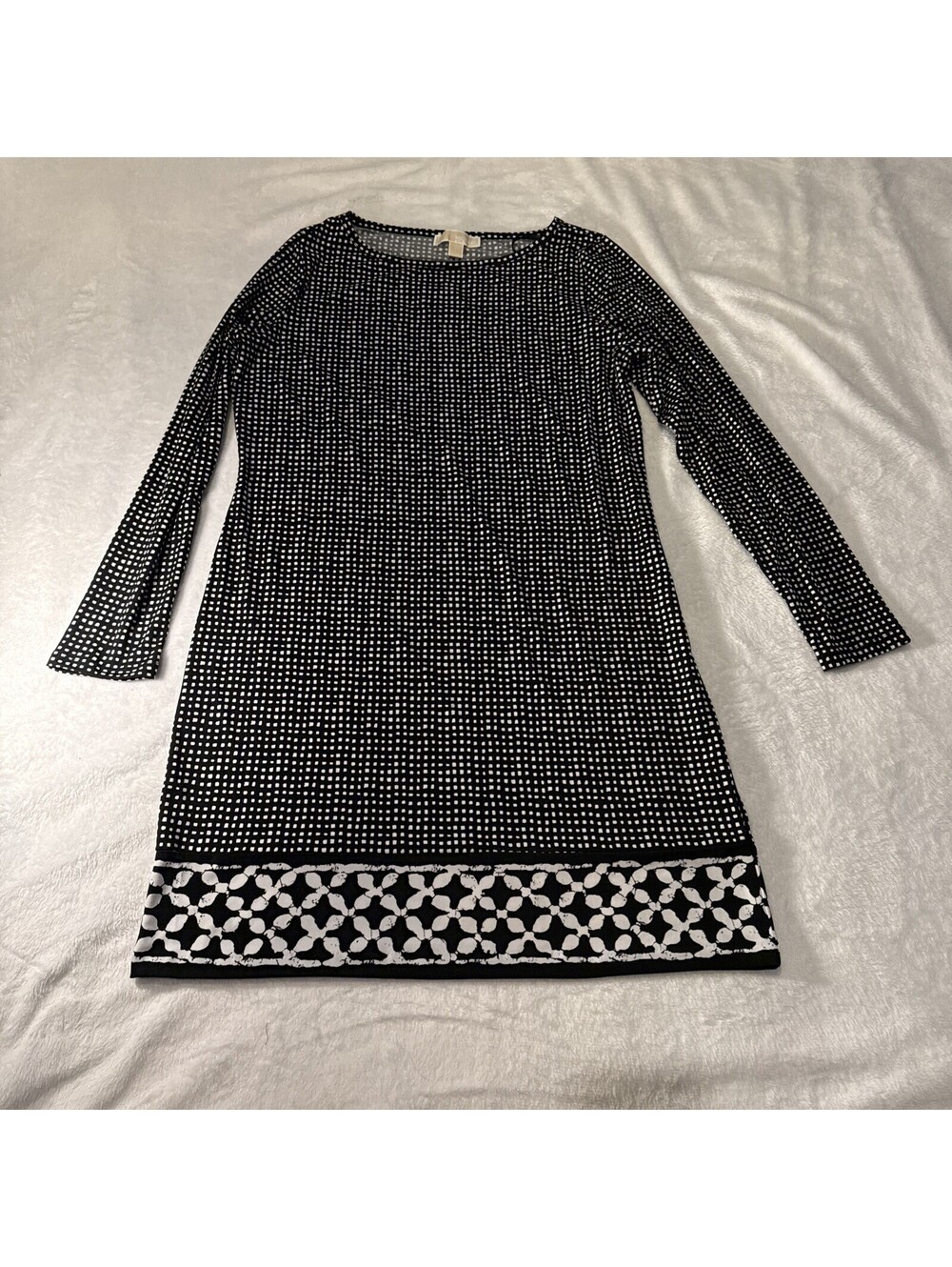 NWOT  Michael Kors Womens Black Polka Dot Kors Day Shift Dress Size L (0118)